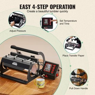 Máquina de Prensa de Calor para Tumbler, Prensa de Taza de 11-30oz, Calienta Rápido y Uniformemente, Prensa de Tumbler con Papel de Sublimación, Cinta y Guantes, Configuración de Temperatura y Tie...