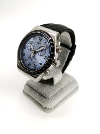 Reloj Swatch Irony Cronógrafo Acero Piel Azul