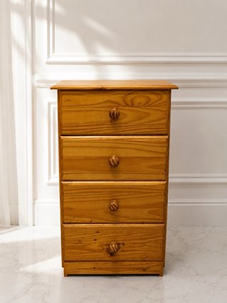 Elegante Cómoda Madera Natural 4 Cajones