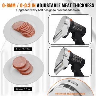 Cuchillo de Shawarma Eléctrico, Cuchillo Turco Profesional Inalámbrico de 80W, Cortador de Gyro de Acero Inoxidable Comercial, Cortador de Carne Doner Kebab con 2 Cuchillas, Φ4"/100mm, Grosor Ajus...