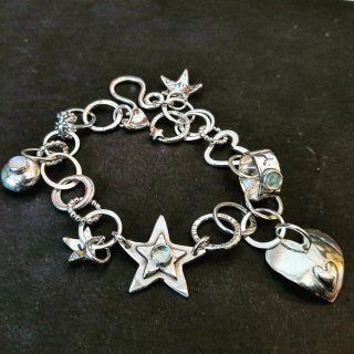 Pulsera Plata Corazón Estrella Luna
