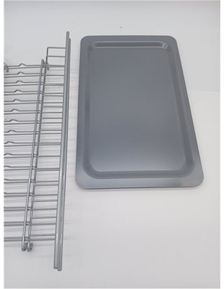 Kit Escurridor de Platos y Vasos de Acero con Bandeja Recoge Aguas para Mueble de Cocina - Ancho 465 mm