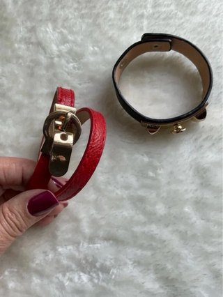 Set 2 Braccialetti Donna Ecopelle Metallo Dorato