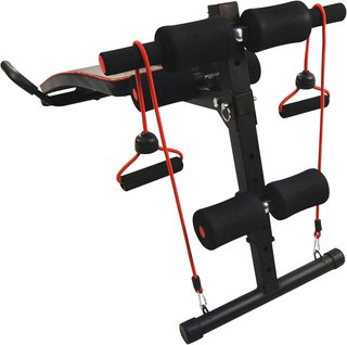 Banco de Abdominales en Casa Ajustable, Banco de Abdominales Inclinable Con Remo de Resorte y 2 Cuerdas Elásticas, 55.5 X 137.5 Cm Negro