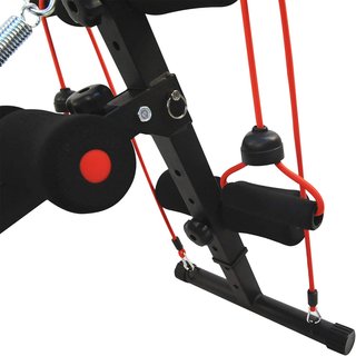 Banco de Abdominales en Casa Ajustable, Banco de Abdominales Inclinable Con Remo de Resorte y 2 Cuerdas Elásticas, 55.5 X 137.5 Cm Negro