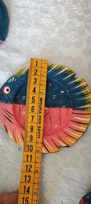 5 Sottobicchieri Legno Pesce Dipinti