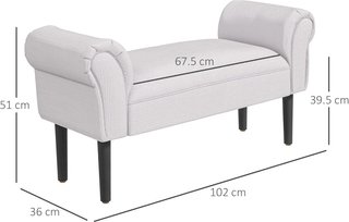 Banco Zapatero Con Brazos Enrollados, Banco Tapizado para Entrada, Mezcla Gris Blanco, 102X36X51Cm