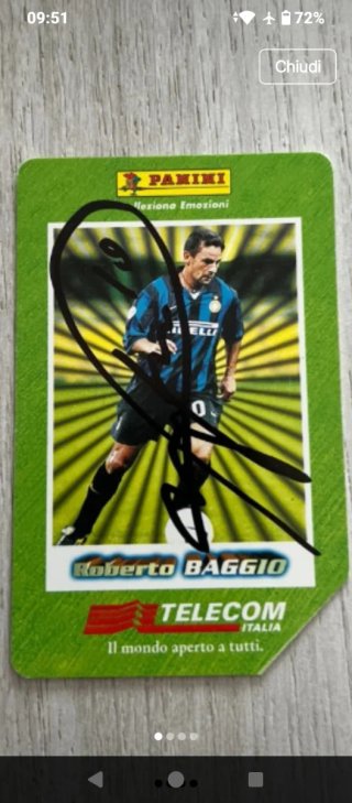 Scheda Telecom Roberto Baggio autografata