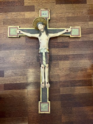 Cristo calvario Talla Madera Románico Italiano