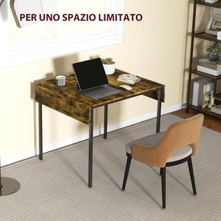 Mesa de Comedor Plegable Estilo Industrial para 2-4 Personas con 2 Lados Extensibles, Mesa Plegable de Cocina para Espacios Pequeños en Madera y Metal, 120X79X79 Cm, Marrón Rústico