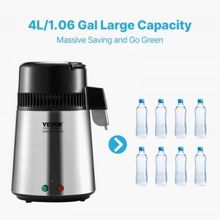 Máquina Purificadora de Agua Destilada de 4L de Encimera con Interior de Acero Inoxidable