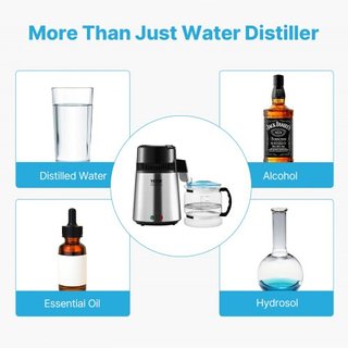 Máquina Purificadora de Agua Destilada de 4L de Encimera con Interior de Acero Inoxidable