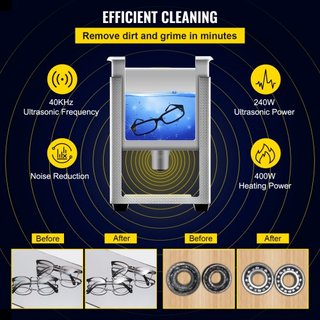Limpiador Ultrasónico Mejorado de 10L (Calentador de 400W, Ultrasónico de 240W) Limpiador Ultrasónico Digital Profesional de Laboratorio con Temporizador de Calentador para Limpieza de Piezas e In...