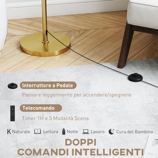 Lámpara De Pie Con Control Remoto Y Brillo Regulable 3000K-6000K, Lámpara De Suelo Dimmable Con Pantalla De Tela, Para Sala De Estar Y Dormitorio, Oro