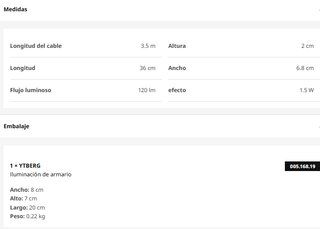 Iluminación de armario IKEA YTBERG regulable
