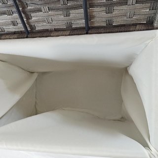 Baúl De Jardín en Rattan PE, Cofre De Exterior Con Patas Antideslizantes Y Recubrimiento Interno En Tejido Impermeable, 57X34X62Cm, Gris Y Beige