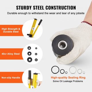 Kit de Punch Hidráulico de 10 Toneladas, Juego de Cortadores de Agujeros para Conductos de 1/2" a 2", Kits de Herramientas KO con Puncher de 6 Piezas, Herramientas para Conducir Hoja de Metal, Par...