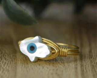 Anillo Mano de Fátima Ojo Turco Ajustable