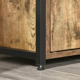 Mueble Librería Con 3 Estantes, Armario Y 2 Cajones, Librería Estilo Industrial En Aglomerado Y Metal, 58X24X122 Cm, Negro Y Color Madera