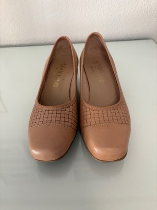 Zapatos de salon , beige , piel