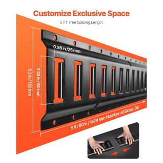 Kit de Rieles de Amarre E, 18PCS Set de 5' E-Tracks Incluye 4 Rieles de Acero y 8 Anclajes en O y 4 Puntos de Amarre con D-Ring y 2 Correas de Tracción, Accesorios de Seguridad para Carga de Motoc...