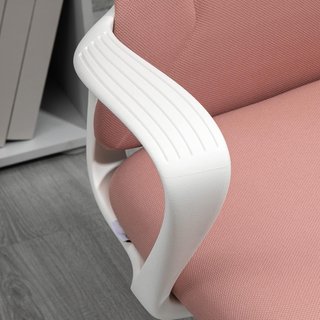 Silla De Oficina, Silla De Escritorio Ergonómica Con Soporte Lumbar, Respaldo Alto Y Apoyabrazos, Silla De Estudio Giratoria En Tela Con Función De Balanceo Y Altura Ajustable, Rosa
