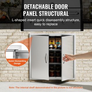 Puerta de Acceso para BBQ, Puerta Doble para Cocina Exterior de 790x790 mm, Puerta de Montaje Flush de Acero Inoxidable, Puerta Vertical de Pared con Manijas, para Isla de BBQ, Estación de Asado, ...