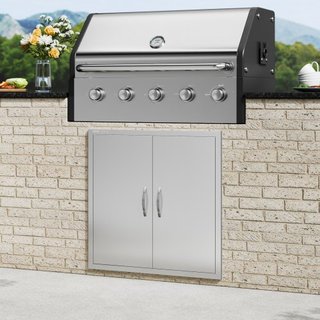 Puerta de Acceso para BBQ, Puerta Doble para Cocina Exterior de 790x790 mm, Puerta de Montaje Flush de Acero Inoxidable, Puerta Vertical de Pared con Manijas, para Isla de BBQ, Estación de Asado, ...
