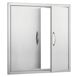 Puerta de Acceso para BBQ, Puerta Doble para Cocina Exterior de 790x790 mm, Puerta de Montaje Flush de Acero Inoxidable, Puerta Vertical de Pared con Manijas, para Isla de BBQ, Estación de Asado, ...