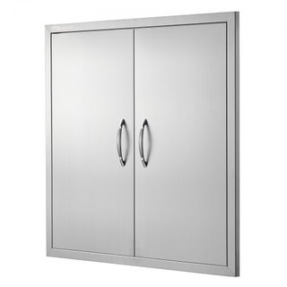 Puerta de Acceso para BBQ, Puerta Doble para Cocina Exterior de 790x790 mm, Puerta de Montaje Flush de Acero Inoxidable, Puerta Vertical de Pared con Manijas, para Isla de BBQ, Estación de Asado, ...