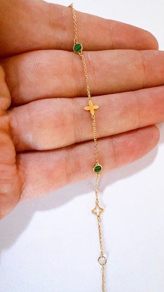 Bracciale fantasia in oro 18kt 750 malachite verde