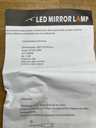 Lámpara Led Aplique Led para Espejo o Pared de Baño 6000K