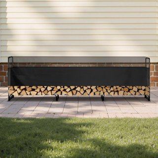 Soporte para leña de exterior de 3.9 m con cubierta, 386 cm x 36 cm x 117 cm, soporte de leña resistente y cubierta impermeable de Oxford 600D para chimenea, patio, almacenamiento de troncos inter...