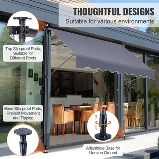 Toldo Retráctil Manual, Toldo Retráctil para Patio Exterior de 118" con Refugio Solar, Toldo Ajustable para Puerta de Patio y Ventana con Cortina de Sombra de 39" para Jardín, Patio, Balcón