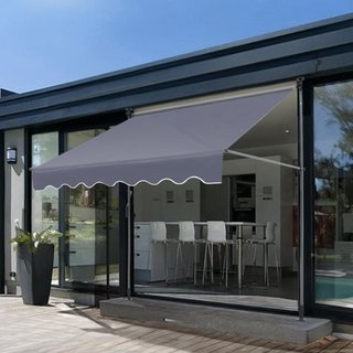 Toldo Retráctil Manual, Toldo Retráctil para Patio Exterior de 118" con Refugio Solar, Toldo Ajustable para Puerta de Patio y Ventana con Cortina de Sombra de 39" para Jardín, Patio, Balcón