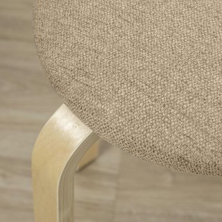 Juego de 4 Taburetes Apilables para Cocina y Sala de Estar, Taburetes Acolchados con Tapizado de Tela de Lino y Patas de Madera, Caqui