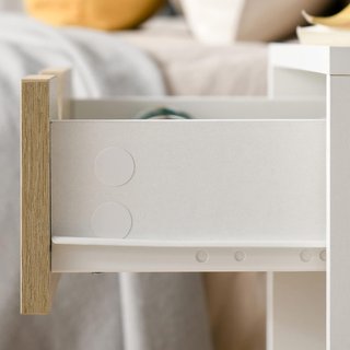 Juego De 2 Mesitas Modernas Con Cajón Y Estante, Base Elevada Y Patas De Madera, 50X39X51Cm, Blanco Y Roble