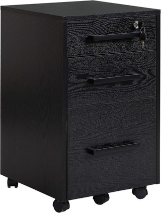 Archivador de Oficina con 3 Cajones y Cerradura, de Madera, Negro, 39.2 x 40 x 65.4 cm