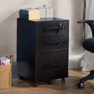 Archivador de Oficina con 3 Cajones y Cerradura, de Madera, Negro, 39.2 x 40 x 65.4 cm
