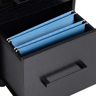 Archivador de Oficina con 3 Cajones y Cerradura, de Madera, Negro, 39.2 x 40 x 65.4 cm