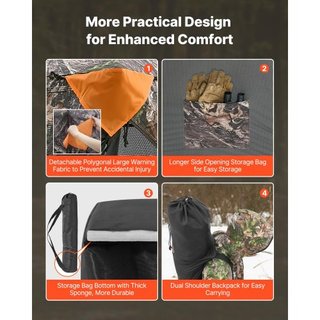 Escondite de Caza, Escondite Terrestre Transparente de 270°, Escondite para Ciervos Plegable para 1-2 Personas con Bolsa de Transporte, Tienda de Caza Portátil y Resistente, Malla Transparente Uni...