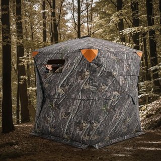 Escondite de Caza, Escondite Terrestre Transparente de 270°, Escondite para Ciervos Plegable para 1-2 Personas con Bolsa de Transporte, Tienda de Caza Portátil y Resistente, Malla Transparente Uni...