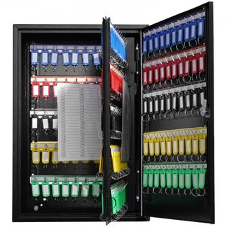 Gabinete para 200 Llaves, Caja de Llave con Cerradura Ajustable, Caja de Almacenamiento de Llaves de Seguridad de Acero, Organizador de Llaves con 200 Etiquetas de Llave Coloridas y 4 Tarjetas de ...