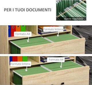 Mueble Multiusos para Oficina de Madera, Cajonera con Ruedas para Impresora con 5 Ruedas, Cajón y Estante Regulable, 77X40X73Cm, Madera