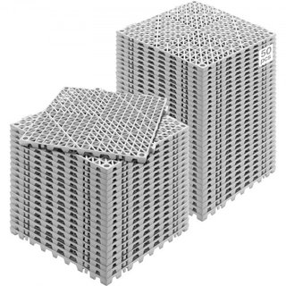 Cojín Modular Interconectable, Paquete de 50 Mats de Drenaje de 30 x 30 cm, Baldosas de Drenaje de PVC Suave Interconectables, Agujeros de Drenaje Antideslizantes para Baño, Cocina, Piscina, Área ...