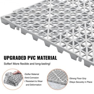Cojín Modular Interconectable, Paquete de 50 Mats de Drenaje de 30 x 30 cm, Baldosas de Drenaje de PVC Suave Interconectables, Agujeros de Drenaje Antideslizantes para Baño, Cocina, Piscina, Área ...