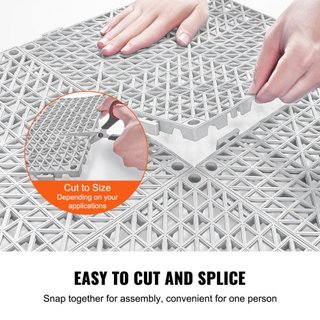 Cojín Modular Interconectable, Paquete de 50 Mats de Drenaje de 30 x 30 cm, Baldosas de Drenaje de PVC Suave Interconectables, Agujeros de Drenaje Antideslizantes para Baño, Cocina, Piscina, Área ...