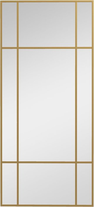 Espejo de Pared Estilo Ventana, Espejo para Sala de Estar y Dormitorio con Montaje Vertical y Horizontal, 110X50Cm, Oro