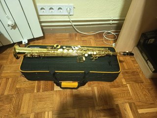 Saxofón Soprano Dorado con Estuche