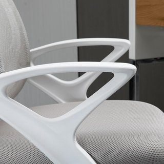 Silla de Oficina Basculante en Tejido de Malla Gris, Silla de Escritorio Ergonómica y Giratoria con Altura Ajustable